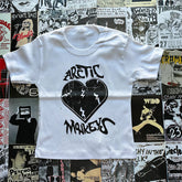 Bxoxo Y2K Fashion vintage Heartbreak Geometric Print Emo Girls White Cropped Tops Slim Streetwear Harajuku Gothic Punk O-Neck T-Shirt